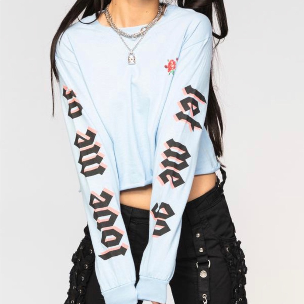 Samii Ryan Let Me Go Long Sleeve Top Baby Blue